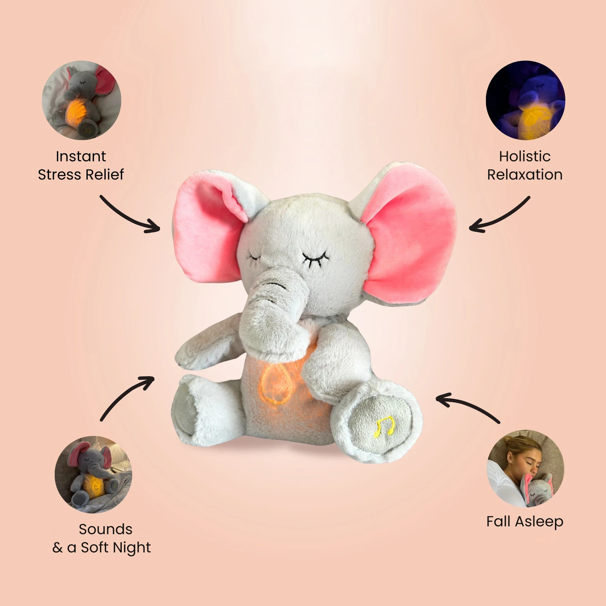 Kids Toys Elephant - 4 Modes Baby Breathing Soothing Elephant
