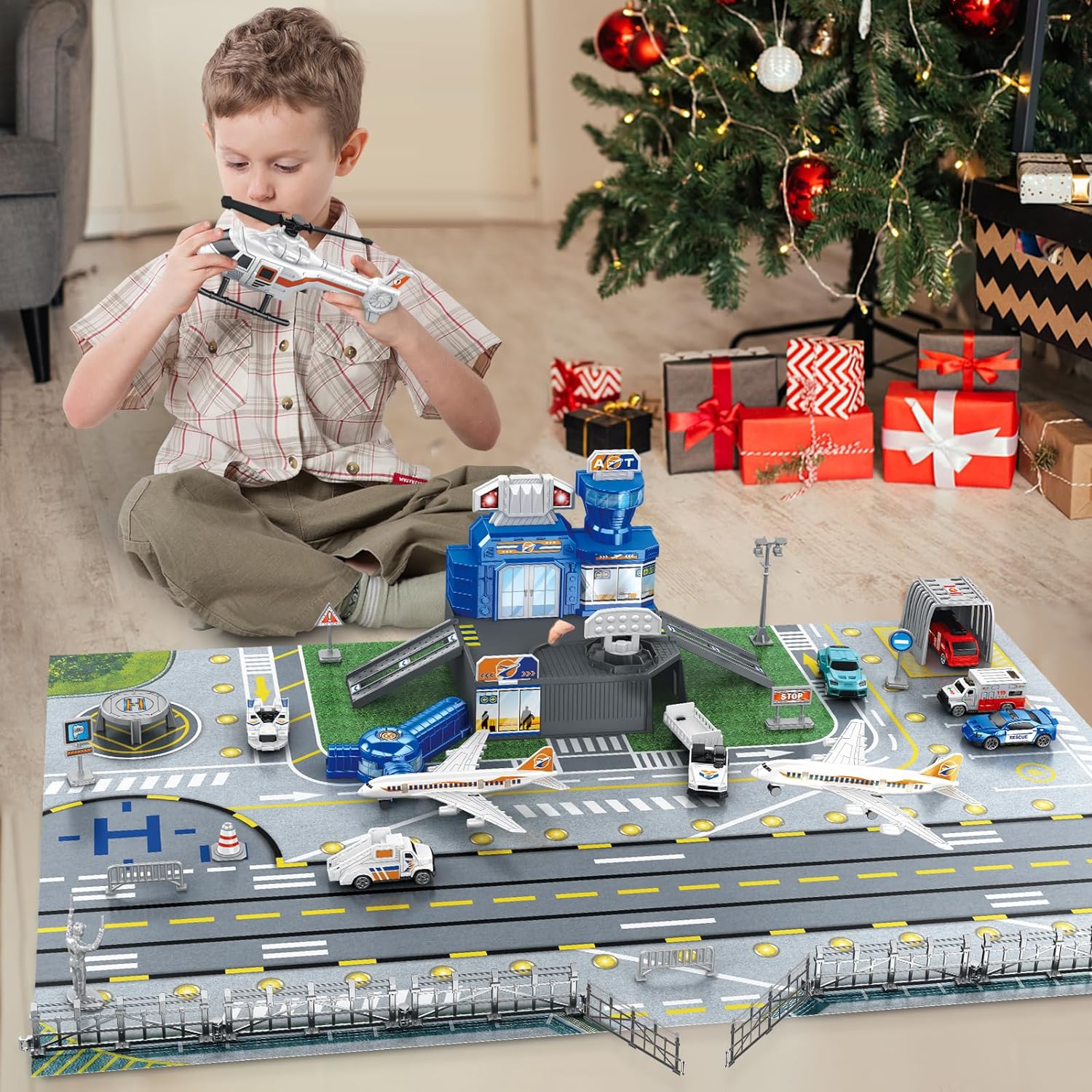 Children's Airport Scene Toy S - Kids Toys Helicopter recension och pris